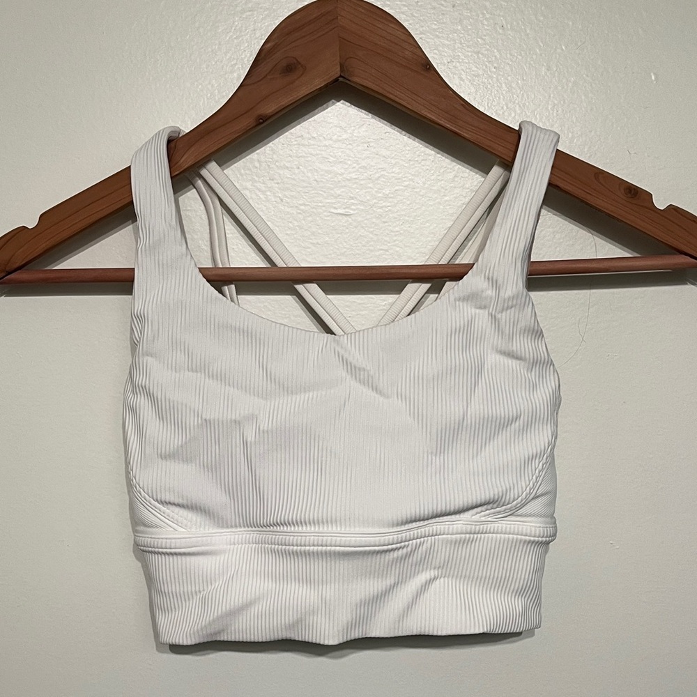 Lululemon Athletica White Ribbed Sports Bra
